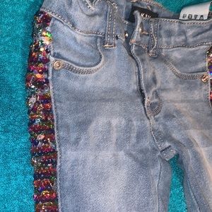 DKNY stretch Sequins trim baby jeans
